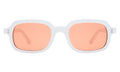 Front view of Berlin Sunglasses in White/Guava See Through