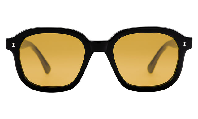 Bogota Sunglasses front view in Black with Honey Flat See Through