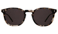 Front view of Eldridge Sunglasses in White Tortoise/Grey Flat