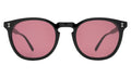 Front view of Eldridge Sunglasses in Black/Plum Flat See Through