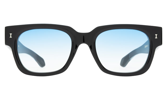 Francesco Sunglasses front view in Black/Gold with Blue Gradient See Through