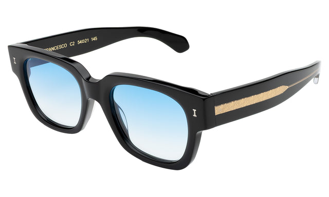 Francesco Sunglasses side view in Black/Gold / Blue Gradient See Through