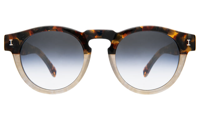 Leonard Sunglasses front view in H/H Maple Bone with Silver Mirror Gradient