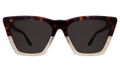 Front view of Lisbon Sunglasses in H/H Rum Raisin Bone/Grey