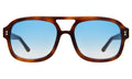 Front view of Memphis Sunglasses in Havana/Blue Gradient See Through