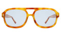 Front view of Memphis Sunglasses in Amber/Light Blue See Through