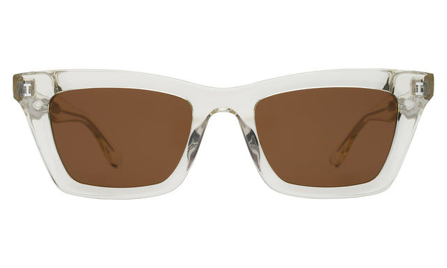 Portugal Sunglasses front view in Champagne with Brown Flat