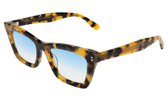 Portugal Sunglasses side view in Tortoise / Blue Flat Gradient See Through