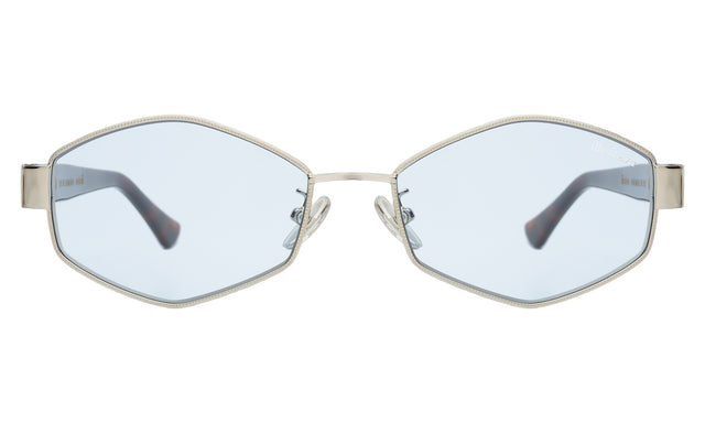 Tucson Sunglasses front view in Silver/Havana with Light Blue See Through