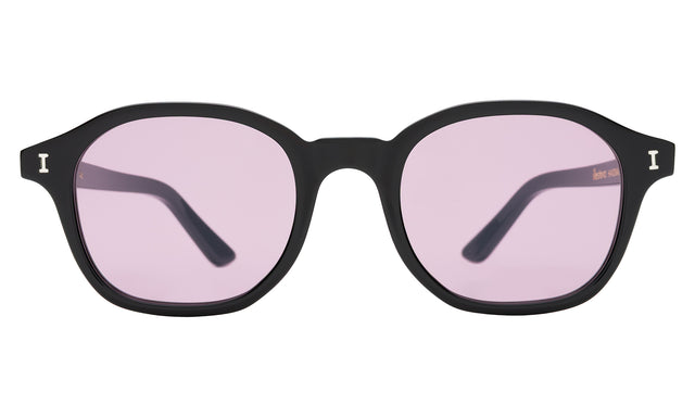 William Sunglasses front view in Black with Plum See Through