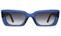 Front view of Wilson Sunglasses in Cobalt/Red Havana/Grey Flat Gradient