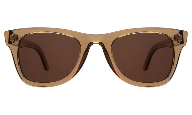 Austin Sunglasses front view in Brown with Brown Flat
