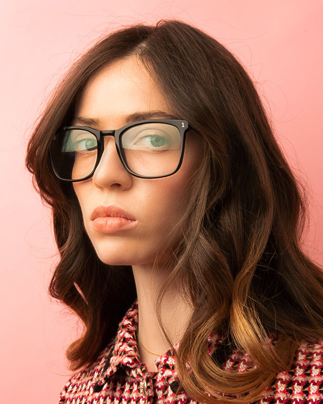 wearing Greg Optical Black Optical