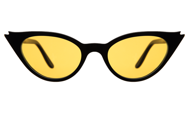 Isabella Sunglasses front view in Black with Honey Flat See Through