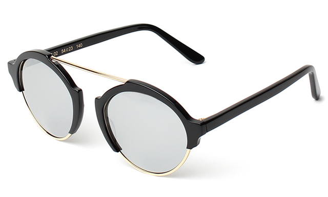 Milan III Sunglasses side view in Black With Silver Mirror