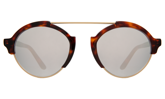 Milan III Sunglasses front view in Havana Silver Mirror