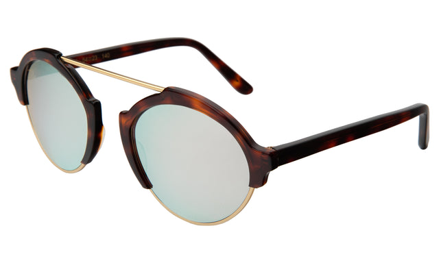 Milan III Sunglasses side view in Havana Silver Mirror