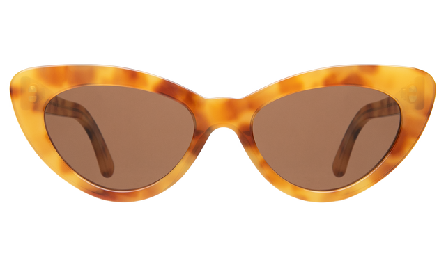 Pamela Sunglasses front view in Amber with Brown Flat