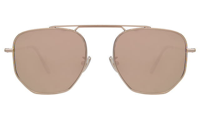 Patmos Sunglasses front view in Rose Gold with Pale Gold Flat Mirror