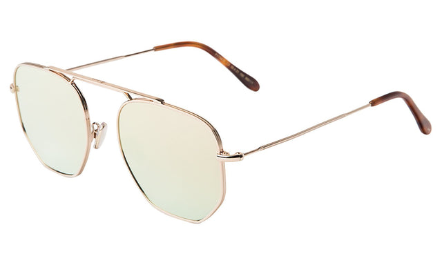 Patmos Sunglasses side view in Rose Gold with Pale Gold Flat Mirror