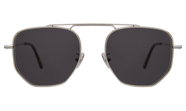 Patmos Sunglasses front view in Silver with Grey Flat