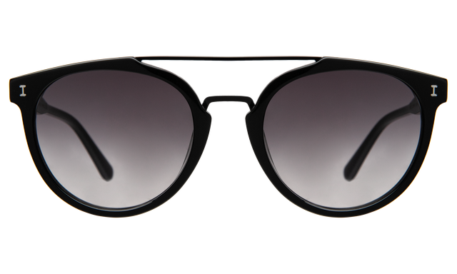 Puglia Sunglasses front view in Black with Grey Flat Gradient