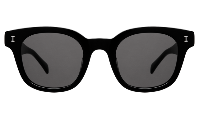 Vail Sunglasses front view in Black with Grey Flat