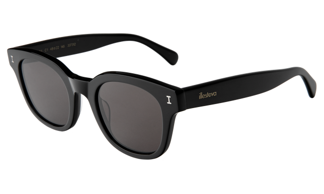 Vail Sunglasses side view in Black / Grey Flat