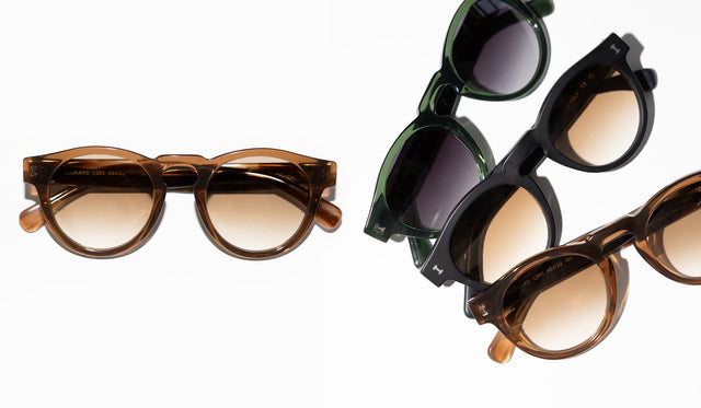 Leonard Sunglasses in Cider next to 3 more Leonards in a variety of colors