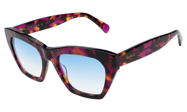 Bali Sunglasses Side Profile in Violet Havana / Blue Gradient See Through