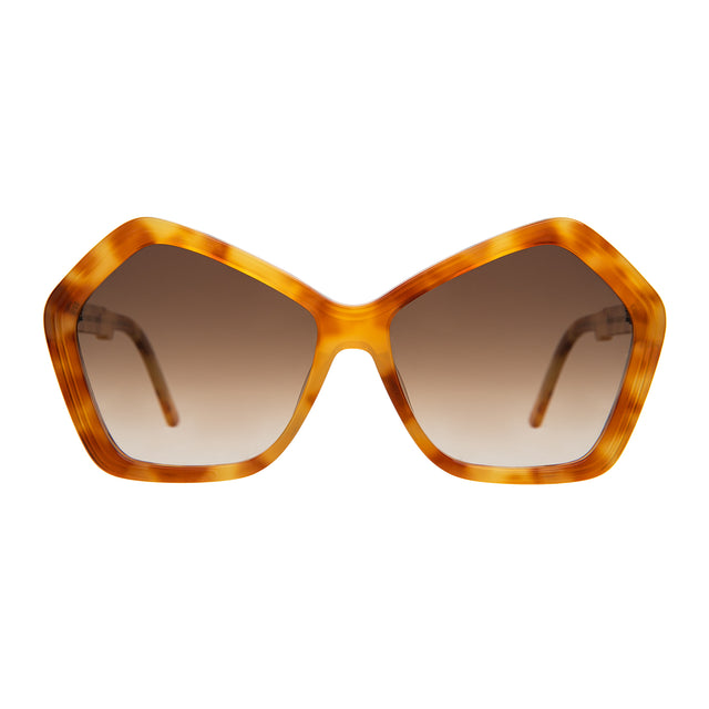 Barbra 55 Sunglasses front view in Amber with Brown Flat Gradient