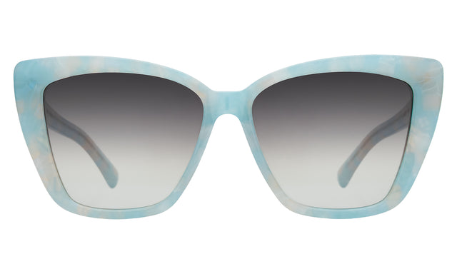 Barcelona Sunglasses front view in Celeste with Grey Flat Gradient