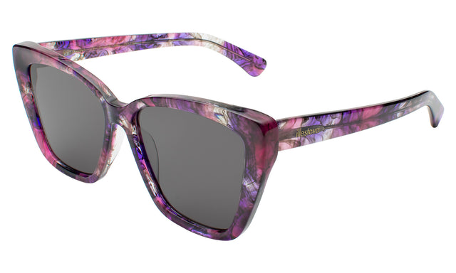 Barcelona Sunglasses side view in Iris / Grey Flat