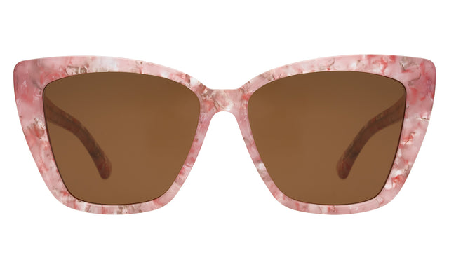 Barcelona Sunglasses front view in Rose Quartz with Brown Flat