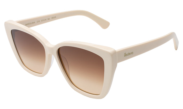 Barcelona Sunglasses side view in Cream / Brown Flat Gradient