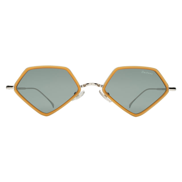 Beak Ace 53 Sunglasses front view in Honey/Silver with Olive Flat