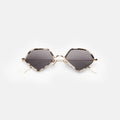 Front view of Beak Ace 53 Sunglasses in White Tortoise/Gold/Grey Flat