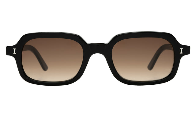 Berlin Sunglasses front view in Black with Brown Gradient