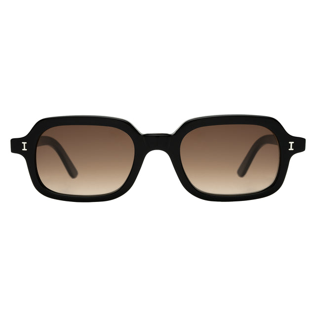 Berlin Sunglasses front view in Black with Brown Gradient