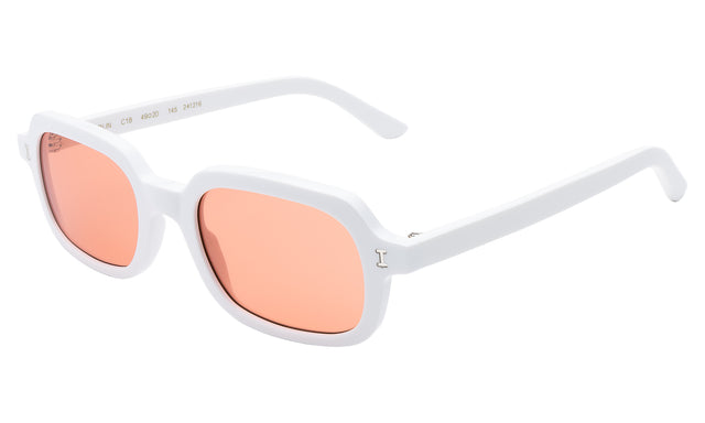 Berlin Sunglasses Side Profile in White / Guava See Through