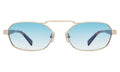 Front view of Bimini Sunglasses in Gold/Havana/Blue Flat Gradient See Through