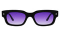 Front view of Cali E Sunglasses in Black/Purple Gradient