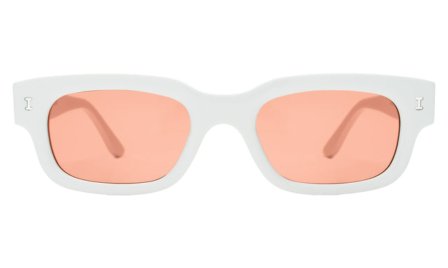 Cali E Sunglasses front view in White with Guava See Through