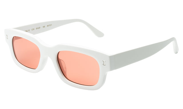 Cali E Sunglasses side view in White / Guava See Through