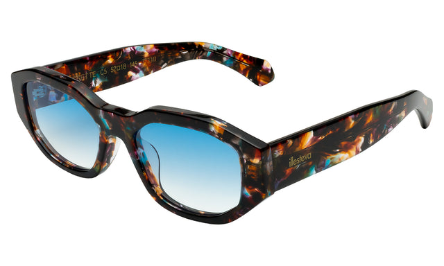 Cassette Sunglasses Side Profile in Sundae / Blue Flat Gradient See Through