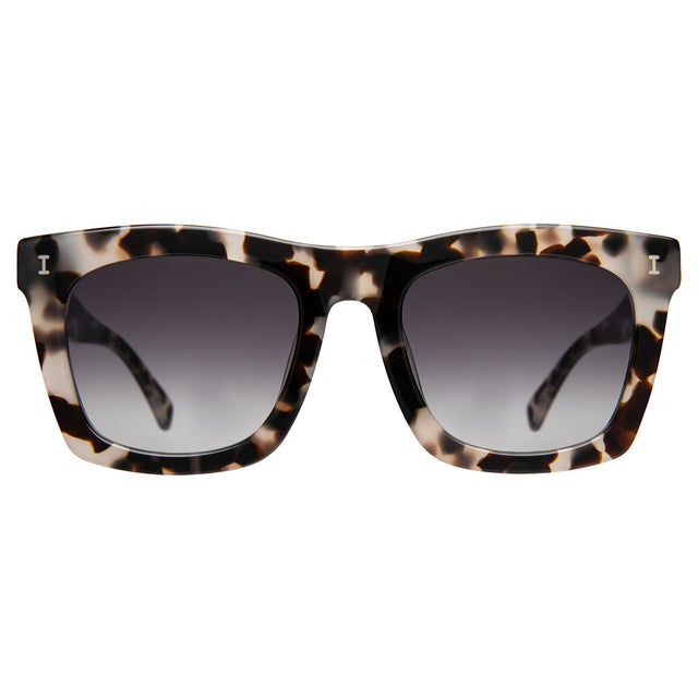 Charleston Sunglasses front view in White Tortoise with Grey Flat Gradient
