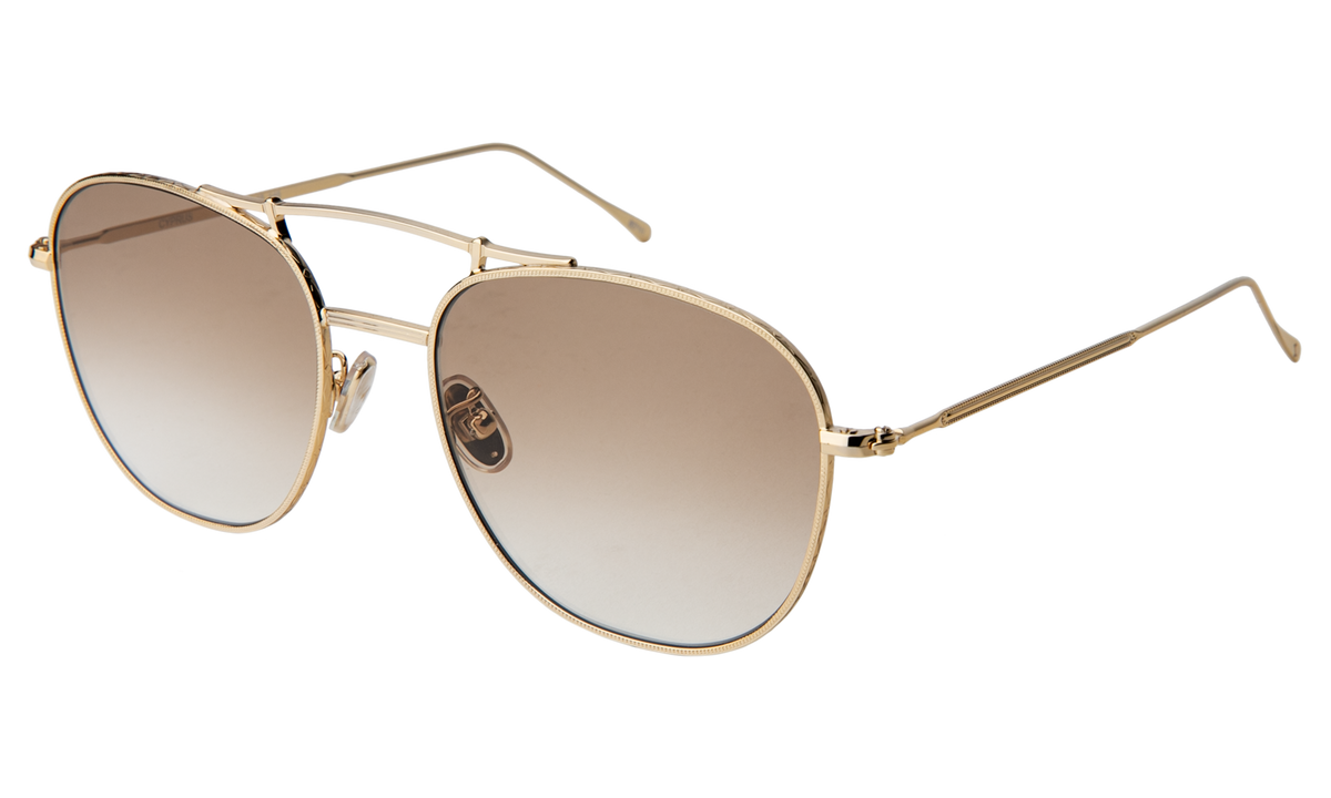 Cyprus Sunglasses in Gold with Taupe Flat Gradient lenses, side view