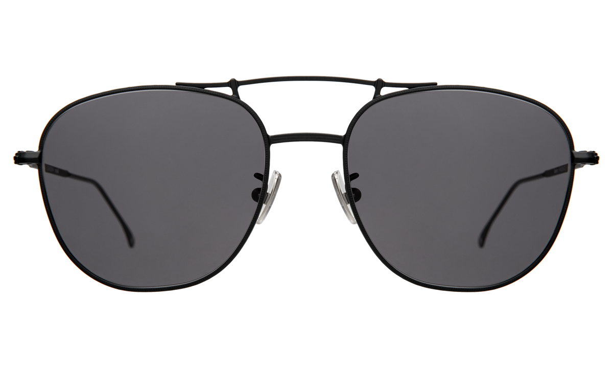 Cyprus Sunglasses in Matte Black with Grey Flat lenses, front view