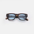 Front view of Dolomites Sunglasses in Havana/Gold/Blue Gradient See Through
