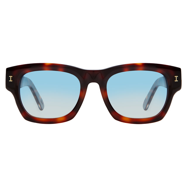 Dolomites Sunglasses front view in Havana/Gold with Blue Gradient See Through